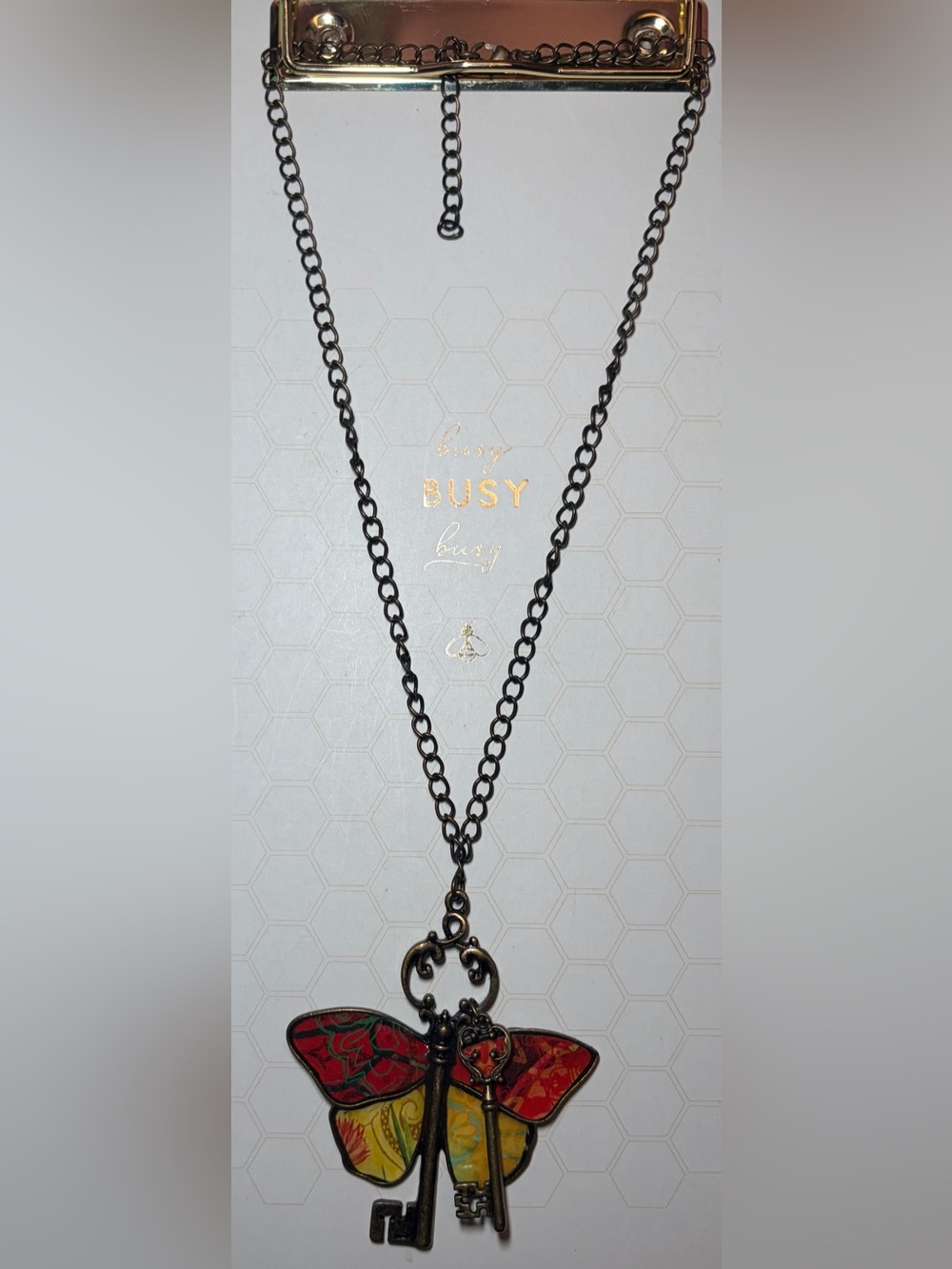 Black Chain Necklace with Pendant -